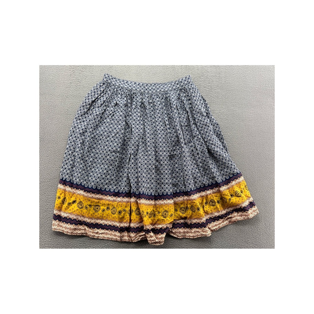 Comme Toi Skirt Sz S Navy Blue Geometric Boho Border Print Mini Skirt Pocket